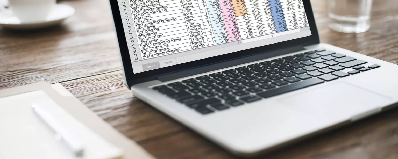 Computer displaying Excel for finance professionals